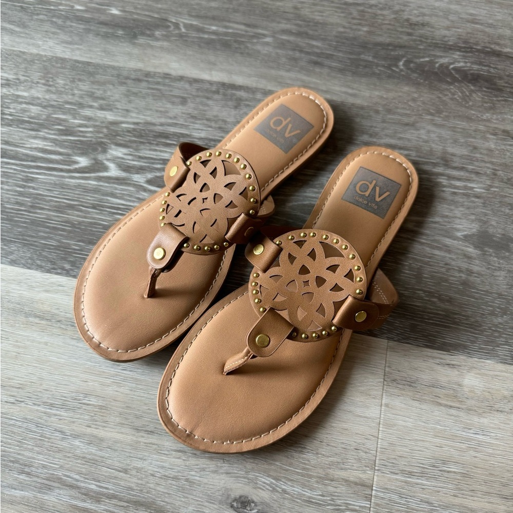 DV by Dolce Vita Brown Sandals with Ornate Medallion Design